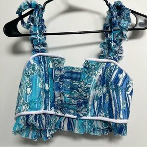 The cutest Poupette St Barth Ariane blue net crop top!